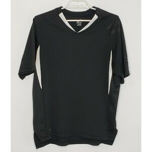 Nike Mens Shirt Large S/S Black White Mesh V-Neck Team Nike Fit Sportswear Shirt